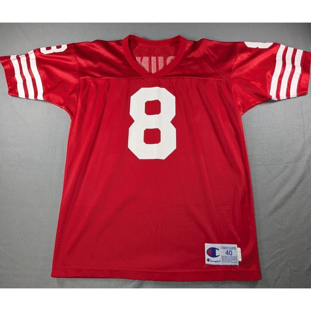 Champion Mens Steve Young 49ers Vintage 90s Football Jersey 40 Red Mesh USA